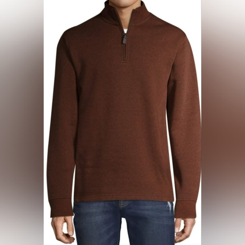 George Men's Quarter Zip Fleece Brown Men's Sz: Large NWT